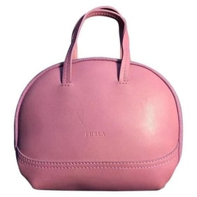 Vintage Furla Bubble Gum Pink Leather Top Handle Bowler Style Purse