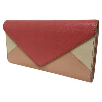 Chloe Salmon Pink Ivory Color Block Leather Wallet (1 of 4)