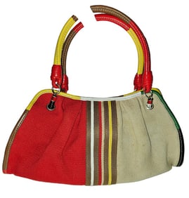 Bottega Veneta Red Yellow Green & Brown Color Block Satchel