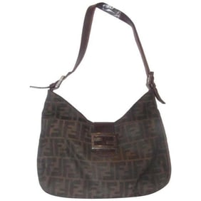 Fendi Hobo Style Tobacco Zucco Print Canvas And Leather Shoulder Bag