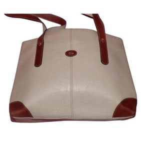 Bally Vintage Cream Leather With Burnt Orange Leather Accents Tote