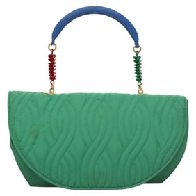 Fendi RARE green quilted 'pasta' two-way bag with red & blue metal strap