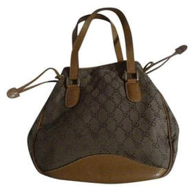 Gucci Vintage Shades Of Brown Canvas And Leather Satchel