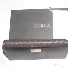Furla NWT Black XL Leather Checkbook Zip Around Wallet