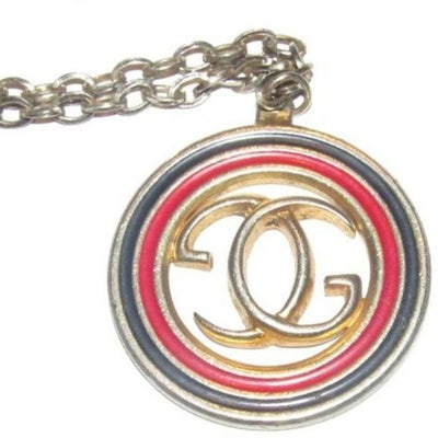 Gucci Bold Gold 'GG' logo Red Blue Enamel Pendant (1 of 4)