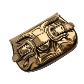 Fendi Clutch B Buckle Clutchshoulder Goldbronze Leather Leatherpatent Shoulder Bag