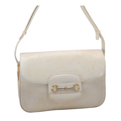 Gucci Ivory Leather 1955 Horse-bit Shoulder bag with two-tone hardware: For sale is an original, Gucci, Tom Ford era ivory leather, 1955 Horse-bit, shoulder bag with an envelope top, expandable, accordion style, bottom, an adjustable strap with two- lengths & two- ton