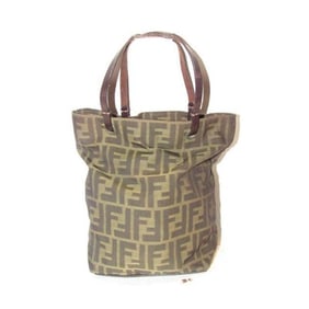 Fendi Brown Tobacco Zucca Large F Logo Print Canvas And Brown Leather Tote