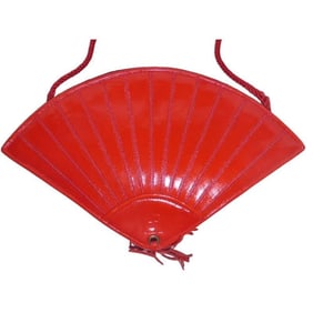 Fendi SAS red leather stylized fan shaped purse by Lagerfeld