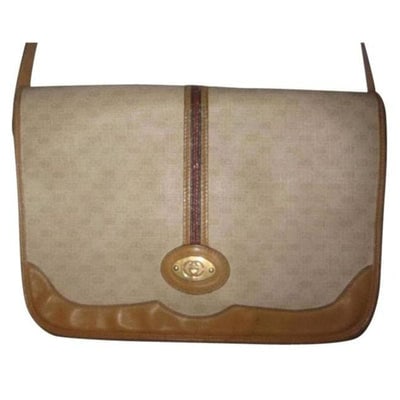 Gucci Supreme W Guccissima W Red Green Stripe Beige Camel G Logo Micro Gg: For sale is a vintage, Gucci, cream with tan micro Guccissima print coated canvas and camel leather, messenger or cross body bag with a red and green leather stripe! This is an iconic from the Gucci A