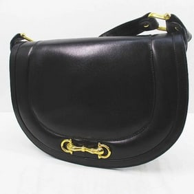 Cosci' by Gucci black leather two way saddle bag with gold equestrian accents