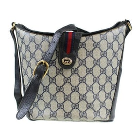 RARE, Gucci, navy blue Guccissima print leather, bucket bag w red & navy striped, top strap & gold