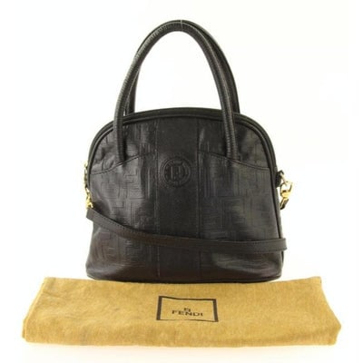 Fendi Black Zucca Print Embossed Leather Two Way Satchel with Removable Strap (1 of 4)