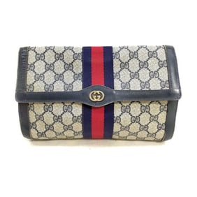 Gucci, navy Guccissima print coated canvas & leather, clutch or cosmetic bag with a red & blue