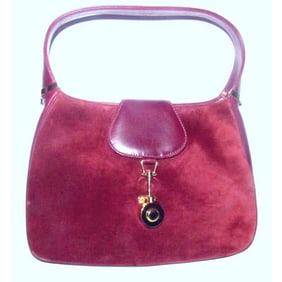 Rare, vintage, Gucci, burgundy leather & suede, unique, 1961 Jackie, hobo style shoulder bag with a