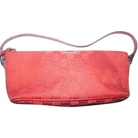 Gucci Red Guccissima Print Canvas And Leather Pouchette Purse