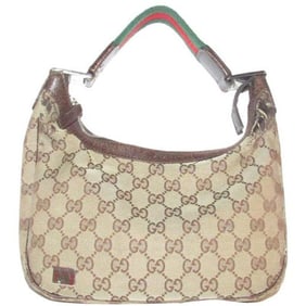 Gucci Brown Guccissima Print Canvas Leather W Red Green Strap