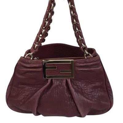 Fendi Shoulder Bag Multiple Hobo Mia Compartment Style Purple With Gold Suede And Leather Satchel: For sale is a Fendi, 'Mia' style plum leather hobo style shoulder purse with a gold, FF logo accent, multiple compartments, and two leather and chain straps! This unique take on the classic hobo purse