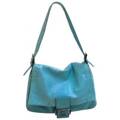 Limited Edition, Fendi, 'Mamma Zucca', turquoise blue leather, large baguette shoulder purse with a (1 of 4)
