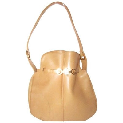 Gucci 1955 Horsebit Yellow Leather Bucket Bag W Belted Gold GG Top: For sale is a RARE, Gucci, original 1955 Horse-bit buttery soft, yellow leather, XL bucket style shoulder bag with a 'belted top' closure, gold 'GG' logo buckle clasp, an expandable, pleated bottom! T