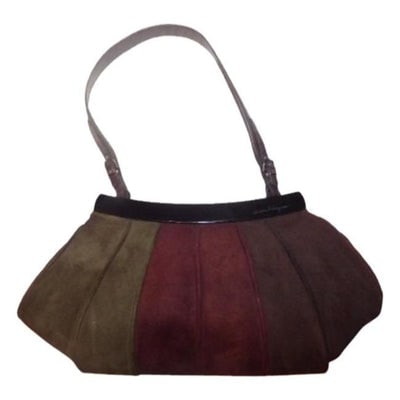 Salvatore Ferragamo Vintage Pursesdesigner Purses Multi Color Burgundy Olive Brown Leathersuede Satc: For sale is a Salvatore Ferragamo, RARE, unique, burgundy, olive green, & brown suede, color block, mod, hard snap top, pleated pouch, shoulder bag! This is an amazing, gorgeous bag that is the pe