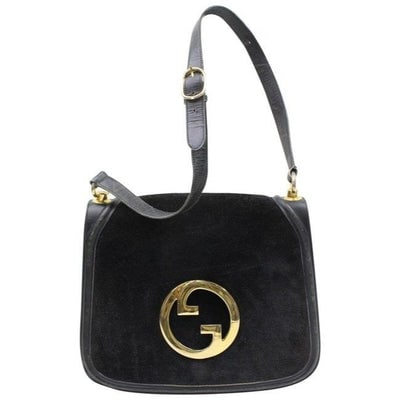 Gucci Vintage Midnight Blue Suede With Leather Trim Hobo Bag: RECENTLY RE-RELEASED ONE OF A KIND, VINTAGE, ICONIC GUCCI! * For sale is a vintage, rare, delicious midnight blue --> black suede, Gucci 'Blondie', shoulder bag with large, gold 'GG' emblem & m