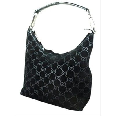 Gucci Gg Supreme Shoulder Tom Ford Guccissima Embossed Style Black Suede Leather And Hobo Bag: SALE!!SALE!!SALE!!SALE!!SALE!!SALE!!SALE!!SALE!!SALE!!SALE!!SALE!!SALE!!SALE!!SALE!!SALE!! For sale is a Gucci, black suede, V shaped, zip top, purse with silver, embossed large G logo print, chrome a