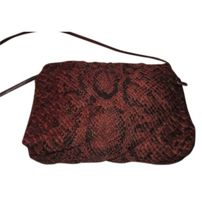 Bottega Veneta Snakeskin Print Silk & Leather Satchel: For sale is a high- end bohemian, vintage, RARE, Bottega Veneta, reptile print fabric in browns & black and brown leather strap and trim, top zip, hobo style, shoulder or cross body purse with a t