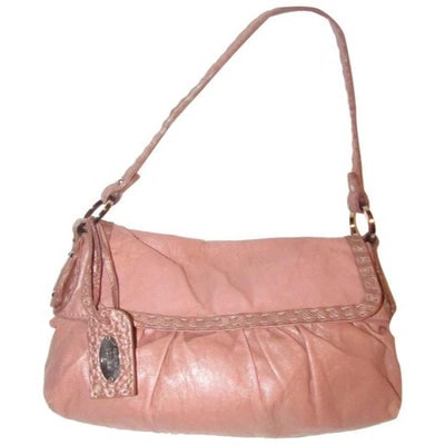 Fendi Selleria Chef Style Purse Metallic Pink Leather Shoulder Bag: For sale is an amazing, Fendi, 'Chef' style, large size, shoulder purse made of super soft, 'Selleria' leather in supple mauve pink with metallic matching pink trim with a whip-stitched design in taup