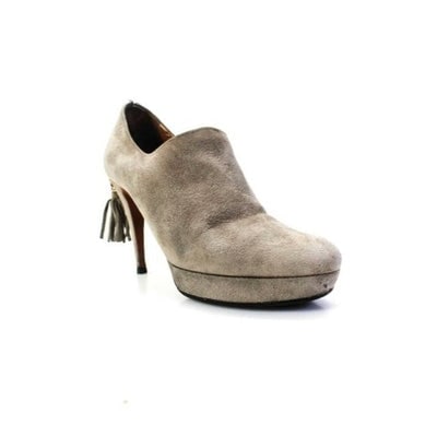 Gucci Taupe Grey Suede Leather Tassel Bootie (1 of 4)