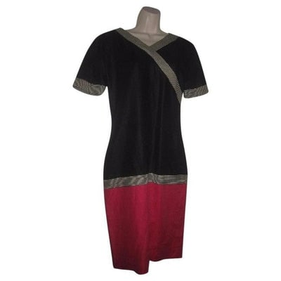 Oscar De La Renta Black Hot Pink And White Print Vintage Knee Length Dress (1 of 4)