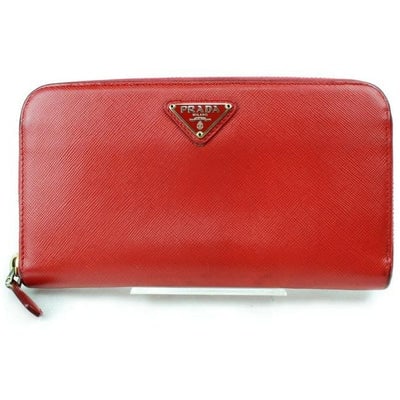 Prada True Red Saffiano Leather Xl Zip Around Style Continental Wallet: For sale is a PRADA, red colored saffiano leather, zip around style, extra large wallet with lots of small and large compartments, zip pockets, lots of card slots, and chrome hardware! This is a great