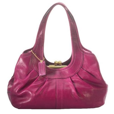 Coach Pursesdesigner Purses Magentabrushed Ant Gold Leather Tote (1 of 2)