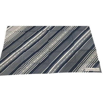 For sale is a RARE, Christian Dior, 34" square, silk scarf in black and white with a diagonally: For sale is a RARE, Christian Dior, 34" square, silk scarf in black and white with a diagonally oriented, geometric linear print, five stripes of the DIOR logo design in black, and hand rolled edges!