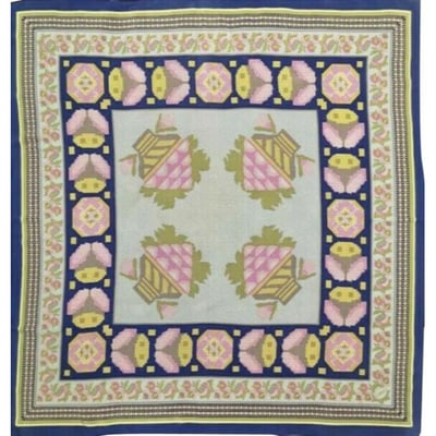 For sale is a RARE, Chloe, cross- stitch look print of floral designs, 34" square, 100% silk scarf (1 of 4)