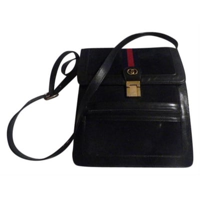 For sale is a vintage, AMAZING, early Gucci, RARE, navy blue suede body with leather trim, a: For sale is a vintage, AMAZING, early Gucci, RARE, navy blue suede body with leather trim, a red/blue striped center, rectangular, envelope top with gold tone hardware and push and slide clasp. It is