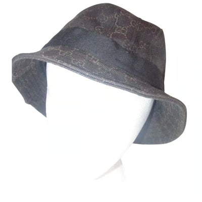 For sale is the classic Gucci Traditional Web Fedora made from dark brown canvas with a caramel (1 of 4)