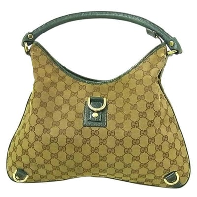 For sale is a GUCCI, 'Abbey D Ring' style, brown Guccissima print canvas and teal green leather, top: For sale is a GUCCI, 'Abbey D Ring' style, brown Guccissima print canvas and teal green leather, top zip, single strap hobo style purse with engraved D- rings and gold hardware! It is a classic style