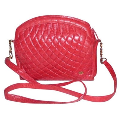 For sale is a vintage, unique, AMAZING, Bally, diamond design, quilted true red leather, satchel: For sale is a vintage, unique, AMAZING, Bally, diamond design, quilted true red leather, satchel style, shoulder purse with bold, gold chain accent and leather strap and multiple compartments! It is a