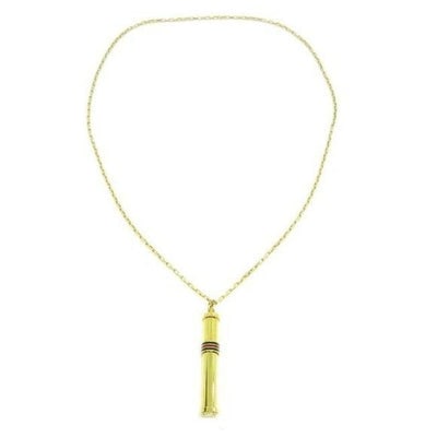 For sale is a unique, vintage, new in box, Gucci, bold gold perfume vial pendant with red and green: For sale is a unique, vintage, new in box, Gucci, bold gold perfume vial pendant with red and green enamel inlaid stripes, the 'GG' logo at the top by the bail, a screw on cap, and a hollow tube to fi