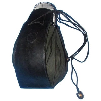 ONE OF A KIND FENDI BY KARL LAGERFELD! For sale is a vintage, one of a kind, Fendi, black striped: ONE OF A KIND FENDI BY KARL LAGERFELD! For sale is a vintage, one of a kind, Fendi, black striped coated canvas and black hard leather, drawstring top, bucket bag, or fan shaped purse with expandable