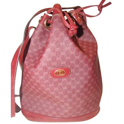 For sale is a vintage, Gucci, light ox-blood small G logo print on burgundy coated canvas, shoulder: For sale is a vintage, Gucci, light ox-blood small G logo print on burgundy coated canvas, shoulder or cross body, drawstring top closure bucket style bag with burgundy leather gold hardware, and lots