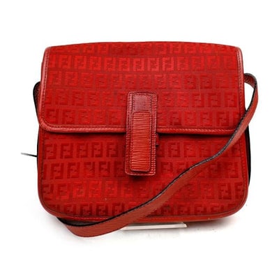 For sale is a RARE, Fendi, red Zucchino print canvas and red textured leather, two-way, messenger: For sale is a RARE, Fendi, red Zucchino print canvas and red textured leather, two-way, messenger style shoulder bag, cross body, or clutch with an envelope top, leather tab front closure, accordion s
