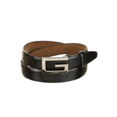 For sale is a Gucci, black leather, Tom Ford era belt with an open center, chrome, square Gucci G (1 of 3)