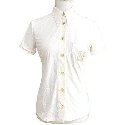 For sale is a Fendi, size 42/8, white, silky rayon, button front, top with short sleeves, a polo (1 of 4)