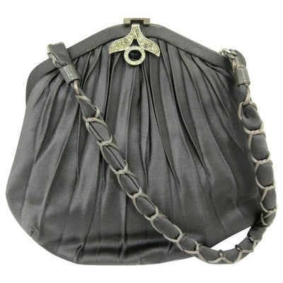 Gucci Evening W Early Enamel And Clasp Black Silkrhinestone Corde Shoulder Bag: *** THIS ONE OF A KIND PURSE HAS BEEN AUTHENTICATED BY CAROLDIVA.COM. *** For sale is a vintage, very early, Gucci, black silk, snap top, deco style clam shell top handle cross body, shoulder bag, or