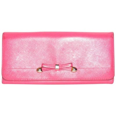 Prada Rose Colored Saffiano Leather Wallet: For sale is a PRADA, rose red colored saffiano leather, dual snap style, extra large wallet with lots of small and large compartments, zip pockets, lots of card slots, and a petite leather and gold to