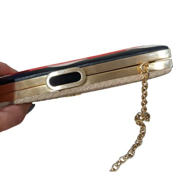 DVF eel & python double-sided two-way clutch w mod print - 3