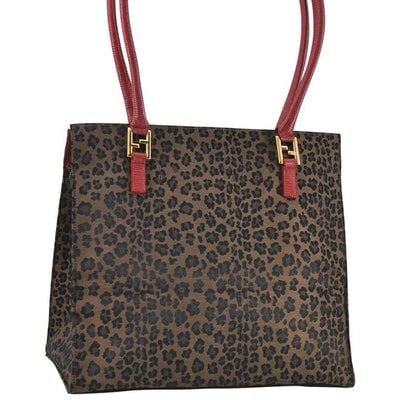 Fendi Bag Hobo Xl Limited Edition Style Leopard Print And Red Canvas Leather Tote: For sale is a Fendi, limited edition, brown and black leopard print canvas XL tote bag with red leather, a snap top closure, gold FF accents that attach the straps, and gold hardware! This is a rare a