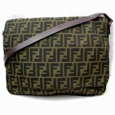 Fendi Shoulder And Cross Body Tobacco Zucco Print Leather And Canvas Messenger Bag: * For sale is a RARE, Fendi, tobacco Zucco print canvas and brown leather, cross body or shoulder bag with an exterior, zip pocket in front, an envelope flap top, a snap closure, and chrome hardware!